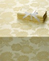 All set for spring. With a round tablecloth and napkins for up to four guests, this Dinner Party Medley table linens set offers efficiency for the busy host and a sun-yellow floral motif to make your home feel warm and inviting.