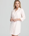 A softly striped sleepshirt with signature embroidery detail from Lauren Ralph Lauren.