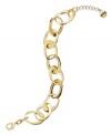 Get linked in with this trendy bracelet from Alfani. Features a linked oval design with lobster clasp closure. Crafted in gold tone mixed metal. Approximate length: 8 inches + 1-inch extender.