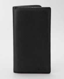 Designed by Fossil for the man on the go, this sleek leather hybrid between a checkbook and a wallet organizes all your essentials without sacrificing style. Designed by Fossil for the man on the go, this sleek leather hybrid between a checkbook and a wallet organizes all your essentials without sacrificing style.