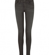Make a stylish statement in these ultra-skinny jeans from cult denim line J Brand - Classic five-pocket styling, skinny leg, low-rise, 11-inch leg opening - Pair with an oversized graphic tee, a leather jacket, and platform heels