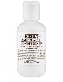 This gentle, daily conditioner is formulated with Wheat Protein and Amino Acids for a light, creamy texture that imparts a healthy-looking shine to hair without weighing it down. With Pure Coconut and Jojoba Oils, our silicone-free preparation helps maintain hair's natural moisture balance to further strengthen hair and improve manageability. For all hair types. This gentle, daily conditioner is formulated with Wheat Protein and Amino Acids for a light, creamy texture that imparts a healthy-looking shine to hair without weighing it down. With Pure Coconut and Jojoba Oils, our silicone-free preparation helps maintain hair's natural moisture balance to further strengthen hair and improve manageability. For all hair types.