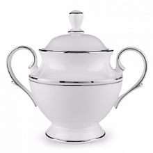 Double bands of platinum set in a distinctive Lenox pattern are an elegant accompaniment to your favorite recipes. Double bands of platinum set in a distinctive Lenox pattern are an elegant accompaniment to your favorite recipes.