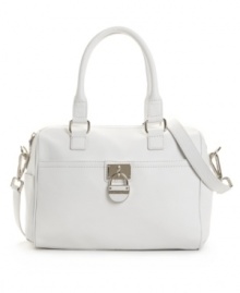 A stunning satchel crafted from rich, smooth leather. This gorgeous design by Calvin Klein adds the perfect amount of posh to your work or weekend style. A stunning satchel crafted from rich, smooth leather. This gorgeous design by Calvin Klein adds the perfect amount of posh to your work or weekend style.