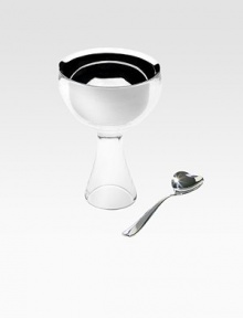The sweetest treats are meant to be shared, and this beautiful piece makes it easy. A stainless steel bowl rests in a resin cradle and can be removed to cool in the fridge so ice cream doesn't melt. Add a single, heart-shaped spoon and enjoy. 18/10 stainless steel and thermoplastic resin 6H X 4¾ diam. Steel bowl & spoon, dishwasher safe Made in Italy The sweetest treats are meant to be shared, and this beautiful piece makes it easy. A stainless steel bowl rests in a resin cradle and can be removed to cool in the fridge so ice cream doesn't melt. Add a single, heart-shaped spoon and enjoy. 18/10 stainless steel and thermoplastic resin 6H X 4¾ diam. Steel bowl & spoon, dishwasher safe Made in Italy