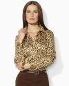 A bold animal print and a smart tailored fit lend feminine elegance to the classic menswear workshirt.