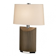 Full range dimmer switch. Silver plate finish with weathered ebony finished wood accents. Oval off white linen shade. Full range dimmer switch. Silver plate finish with weathered ebony finished wood accents. Oval off white linen shade.