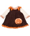 What a turkey! She'll be ready to get in on some Thanksgiving fun with this fun bodysuit and jumper-dress set from Rare Editions.