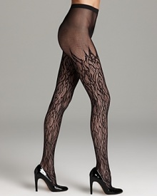 Make a seriously hot hosiery statement with these flame-embroidered fishnets from Wolford, perfect to spice up any little black dress.