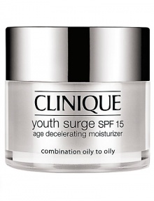 Decelerating Moisturizer for Combination Oily Skin. Leveraging Sirtuin technology, Clinique science uses youth-extending agents to create a daily moisturizer quite like a fountain of youth. Lines and wrinkles seem to evaporate, replaced by plump, vibrant skin alive with collagen and elastin. Skin gains strength over environmental agers. Looks younger, longer. Decelerating Moisturizer for Combination Oily Skin. Leveraging Sirtuin technology, Clinique science uses youth-extending agents to create a daily moisturizer quite like a fountain of youth. Lines and wrinkles seem to evaporate, replaced by plump, vibrant skin alive with collagen and elastin. Skin gains strength over environmental agers. Looks younger, longer.