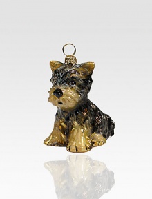 Fluffy puppy in mouth-blown glass is handpainted by Polish artisans with intricate detail. Handpainted glass Each ornament takes 7-10 days to complete Arrives in gift box ideal for giving or storing 1½W X 2½H X 2D Handmade in Poland Fluffy puppy in mouth-blown glass is handpainted by Polish artisans with intricate detail. Handpainted glass Each ornament takes 7-10 days to complete Arrives in gift box ideal for giving or storing 1½W X 2½H X 2D Handmade in Poland