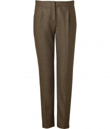 Flawlessly tailored with a softly tapered leg, Salvatore Ferragamos pistachio wool trousers are a luxe staple perfect for elegant daytime looks - Side slit pockets, back slit pocket, zip fly, hidden hook and button closure, pleated front, hidden side ankle zippers - Tailored fit, softly tapered leg - Team with cashmere pullovers and shimmering fine jewelry favorites