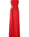 With its glamorous crystal embellished waist and flattering gather, Steffen Schrauts radiant red gown is a contemporary-chic choice for a stunning after-dark debut - Adjustable spaghetti straps, straight neckline, gathered side detail with crystal embellishment, hidden back zip - Fitted top, loosely draped skirt - Wear with heels and a shimmering metallic box clutch