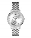 Swarovski crystals accent the bezel of this elegant GUESS timepiece and lend it luxurious sensibility.