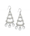 Forever elegant, these luminous chandelier earrings add effortless style. Charter Club's graceful design features three rows of sparkling clear glass accents. Crafted in silver tone mixed metal. Approximate drop: 3 inches.