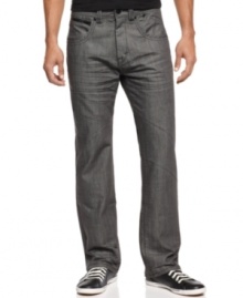A modern, deconstructed take on classic denim, the Raw Deal jean features a grey wash and a contemporary style flared leg for pairing with your best button-downs and tees. A modern, deconstructed take on classic denim, the Raw Deal jean features a grey wash and a contemporary style flared leg for pairing with your best button-downs and tees.