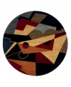 The essence of modern art is brought to your home with this Picasso-esque abstract area rug. Soothing shades of black, gray, blue, burgundy and orange work together to create a contemporary masterpiece of floor covering. Hand-carved and hand-tufted of plush wool for the pinnacle in luxury.