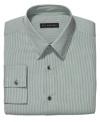 Slim down with some stripes on this long-sleeved dress shirt from Via Europa. (Clearance)