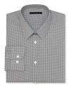 Slim fit dress shirt with a narrow, tonal stripe pattern for a clean, professional look.