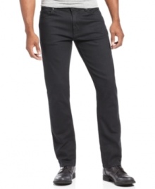 Modernize your denim style with a pair of slim-fitting black jeans from Perry Ellis. Modernize your denim style with a pair of slim-fitting black jeans from Perry Ellis.