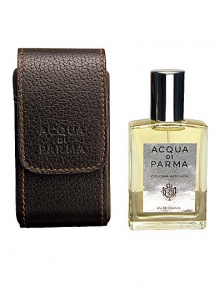 A tribute to traditional values, this product harmoniously blends elegance with practicality. The elegant leather case, fashioned in a classic shape, is an example of renowned Italian craftsmanship. The case contains a 1 oz. spray. This travel spray is a truly unique accessory that will last a lifetime. A set of two 1 oz. refills is also available separately. A tribute to traditional values, this product harmoniously blends elegance with practicality. The elegant leather case, fashioned in a classic shape, is an example of renowned Italian craftsmanship. The case contains a 1 oz. spray. This travel spray is a truly unique accessory that will last a lifetime. A set of two 1 oz. refills is also available separately.