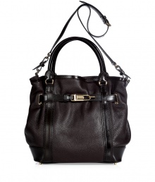 The classic tote goes ultra-luxe with this supple leather iteration from Burberry London - Classic carryall style, carrying handles, convertible shoulder strap, belted details with gold-tone logo clasp, metal feet at bottom, multiple internal pockets, tartan logo lining, pebbled leather - Perfect for daily use or off-duty chic The classic tote goes ultra-luxe with this supple leather iteration from Burberry London - Classic carryall style, carrying handles, convertible shoulder strap, belted details with gold-tone logo clasp, metal feet at bottom, multiple internal pockets, tartan logo lining, pebbled leather - Perfect for daily use or off-duty chic
