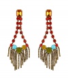 Bring heightened style to your day or night look with these ultra-chic earrings from New York City-based accessory label Dannijo - Drop style, made of stylishly distressed oxidized brass with multicolor Swarovski crystal embellishment - Wear with a classic cocktail dress or an on-trend off-duty ensemble