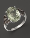 Badgley Mischka Green Amethyst Cocktail Ring With Brown Diamonds