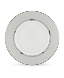 An art deco inspired design, platinum trim and metallic dots lend the Westerly Platinum accent plate sophisticated polish. This versatile collection perfectly coordinates with a variety of stemware and table linens. Qualifies for Rebate An art deco inspired design, platinum trim and metallic dots lend the Westerly Platinum accent plate sophisticated polish. This versatile collection perfectly coordinates with a variety of stemware and table linens. Qualifies for Rebate
