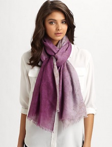A subdued lace print and ombré design adorns a luxe silk and cashmere wrap.50% cashmere/50% silk80 X 36Dry cleanImported A subdued lace print and ombré design adorns a luxe silk and cashmere wrap.50% cashmere/50% silk80 X 36Dry cleanImported