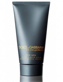 Refresh and revitalize just shaven skin with this soothing after-shave balm scented with The One Gentleman. A sublime oriental fougere with vibrant top notes of grapefruit, apple and pepper leading to sophisticated lavender and patchouli notes blended with a rich cedarwood and vanilla base.This is the ultimate connoisseur's scent reflecting the refined charm of a gentleman. 2.5 oz. Refresh and revitalize just shaven skin with this soothing after-shave balm scented with The One Gentleman. A sublime oriental fougere with vibrant top notes of grapefruit, apple and pepper leading to sophisticated lavender and patchouli notes blended with a rich cedarwood and vanilla base.This is the ultimate connoisseur's scent reflecting the refined charm of a gentleman. 2.5 oz.