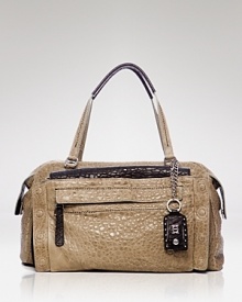 Tap into this season's textured trend with this bubbled lambskin leather bag from Olivia Harris. Shoulder the high-shine satchel with a bright palette and hit the scene like a style-setter. Tap into this season's textured trend with this bubbled lambskin leather bag from Olivia Harris. Shoulder the high-shine satchel with a bright palette and hit the scene like a style-setter.