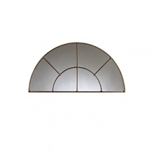 With its unique shape and beautiful details this half-moon mirror mimics a window, adding depth to a room.