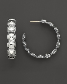 Sterling silver hoop earrings from the Lagos Silver Rocks Collection. Sterling silver hoop earrings from the Lagos Silver Rocks Collection.