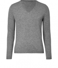 Everyday essential knitwear gets a cool modern redux in Closeds heather grey cashmere pullover - V-neckline, long sleeves - Modern slim fit - Pair with everything from broken-in jeans to chic tailored trousers Everyday essential knitwear gets a cool modern redux in Closeds heather grey cashmere pullover - V-neckline, long sleeves - Modern slim fit - Pair with everything from broken-in jeans to chic tailored trousers