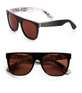 Sleek, modern frames with printed interior. Available in black frames with dark brown lenses.Acetate100% UV ProtectionMade in Italy