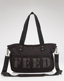 DNKY partners with non-profit feed on this coolly designed diaper bag. Crafted of durable polyester with nylon trims, the tot tote flaunts multiple pockets and goes to support the organization's effort to end child hunger. DNKY partners with non-profit feed on this coolly designed diaper bag. Crafted of durable polyester with nylon trims, the tot tote flaunts multiple pockets and goes to support the organization's effort to end child hunger.