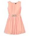 Unveil her inner princess in this charming ABS by Allen Schwartz dress. A rhinestone embellished sash with back tie bow dazzles on a ladylike silhouette.