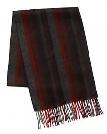 Warm, herringbone multi stripe scarf with fringed ends Warm, herringbone multi stripe scarf with fringed ends