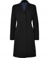 Luxury is in the length in this fine blazer coat designed in wool and cashmere - Feminine in a classic narrow-waisted cut - Features breast pocket, side pockets and concealed button placket - Falls at knee - All-around jacket fits jeans for a more casual look or over a sexy cocktail dress on a chilly night