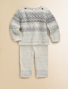 Wonderfully soft fine-knit cashmere, woven in a Fair Isle-inspired pattern and adorned with sweet shoulder buttons.Buttons at shouldersLong sleevesRib-knit cuffs and hemElastic waistband85% cashmere/15% woolDry cleanImported Wonderfully soft fine-knit cashmere, woven in a Fair Isle-inspired pattern and adorned with sweet shoulder buttons.Buttons at shouldersLong sleevesRib-knit cuffs and hemElastic waistband85% cashmere/15% woolDry cleanImported