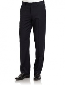 THE LOOKBanded waist with belt loopsFront zip with button tab closureFlat frontSide seam pocketsUnfinished hemBack dartsBack button welt pocketsTHE FITLeg openings, 8Rise, about 11Inseam, about 38THE MATERIALWoolPartially linedCARE & ORIGINDry cleanImportedThis item was originally available for purchase at Saks Fifth Avenue OFF 5TH stores. THE LOOKBanded waist with belt loopsFront zip with button tab closureFlat frontSide seam pocketsUnfinished hemBack dartsBack button welt pocketsTHE FITLeg openings, 8Rise, about 11Inseam, about 38THE MATERIALWoolPartially linedCARE & ORIGINDry cleanImportedThis item was originally available for purchase at Saks Fifth Avenue OFF 5TH stores.