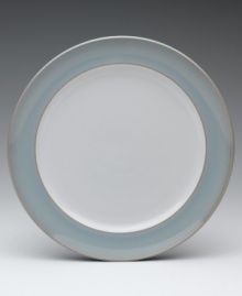 Charming and practical, the Mist dinner plates feature a luminous glazed border. Coordinates with striped Mist Falls pieces for a beautifully layered table. Charming and practical, the Mist dinner plates feature a luminous glazed border. Coordinates with striped Mist Falls pieces for a beautifully layered table.