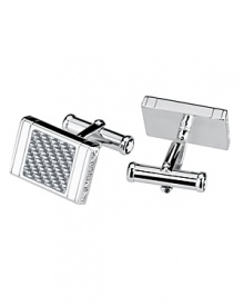 These refined silver cufflinks with a dramatic silver-colored fiberglass inlay spruce up your professional attire with a healthy dose of modern sheen. These refined silver cufflinks with a dramatic silver-colored fiberglass inlay spruce up your professional attire with a healthy dose of modern sheen.