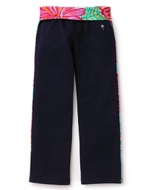A floral print fold-over waistband and piping adds a playful pop of color to these breezy Lilly Pulitzer pants. Pair it with the matching Lilly Pulitzer Girls' Brigit hoodie for effortless downtime cool. A floral print fold-over waistband and piping adds a playful pop of color to these breezy Lilly Pulitzer pants. Pair it with the matching Lilly Pulitzer Girls' Brigit hoodie for effortless downtime cool.