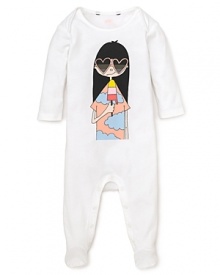 The always hipper-than-hip Miss Marc enjoys a popsicle on the front of this cute footie. With poppers on the legs for easy in and out. The always hipper-than-hip Miss Marc enjoys a popsicle on the front of this cute footie. With poppers on the legs for easy in and out.