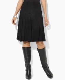 Lauren by Ralph Lauren's feminine flared skirt is crafted in supple, soft suede for heritage-inspired look that spans seasons. Lauren by Ralph Lauren's feminine flared skirt is crafted in supple, soft suede for heritage-inspired look that spans seasons.