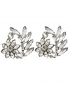 Pretty petals. Stud earrings are a staple in any jewelry collection, but Betsey Johnson elevates them to a new level with this fanciful floral-themed design. Featuring sparkling faceted crystals, they're set in silver tone mixed metal. Approximate diameter: 1-1/5 inches.