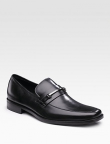 Handsome calf leather is constructed with an apron toe and logo-engraved bit across the vamp. Leather lining Leather sole Imported Handsome calf leather is constructed with an apron toe and logo-engraved bit across the vamp. Leather lining Leather sole Imported