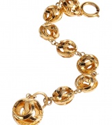 Ultra-chic golden 1980s double C ball bracelet - This super luxe bracelet is authentic vintage Chanel - Stylish ball bracelet with iconic Chanel double C logo - Amp up any outfit with this unbelievable accessory - Perfect for cocktail attire or to dress up daywear